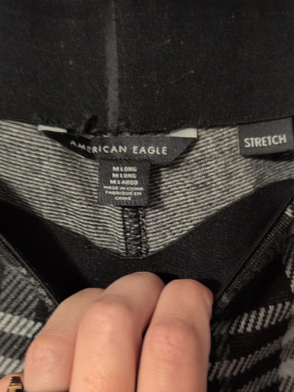 American Eagle Outfitters Black & Gray Plaid Bootcut Pants - Picture 3 of 3
